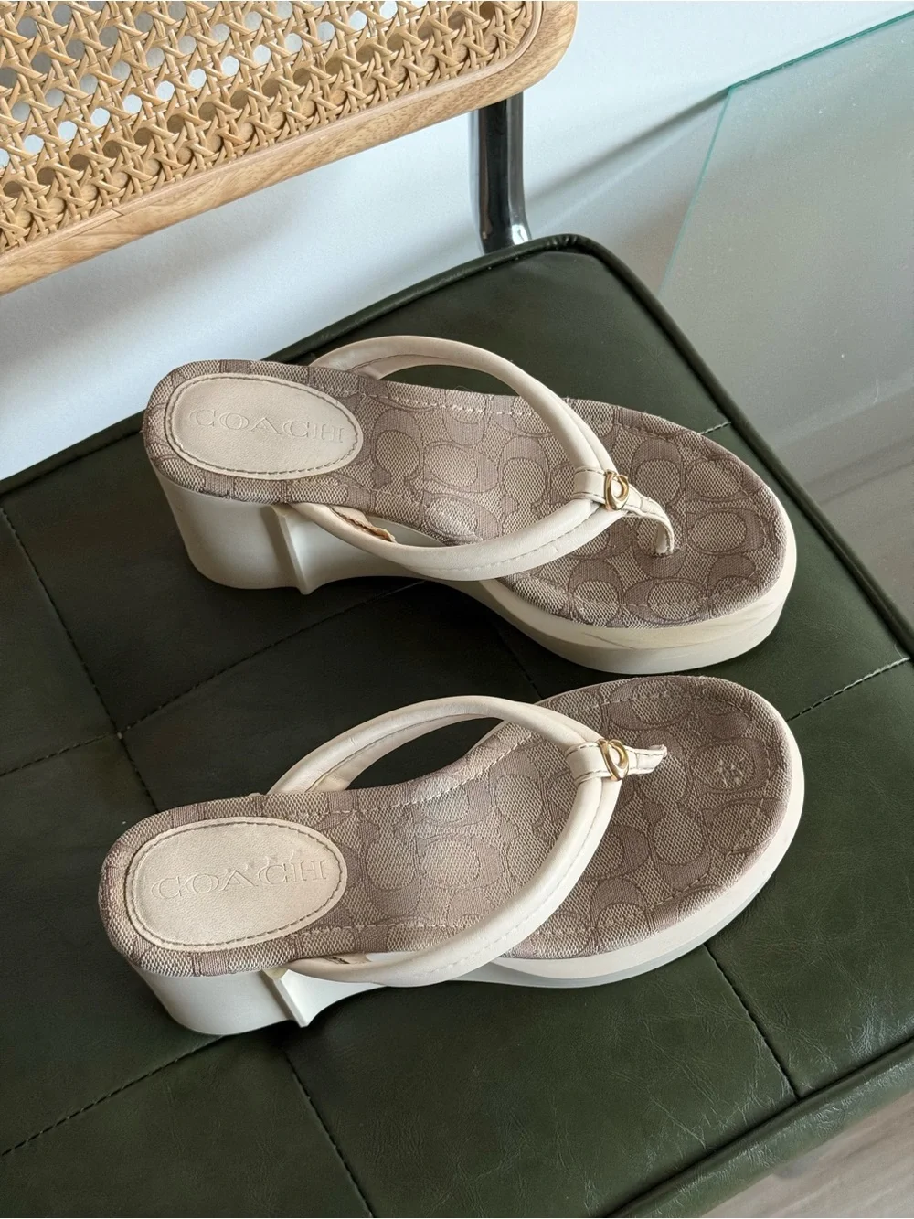Coach Franki Signature Platform Wedge Flip Flops – Size 7
